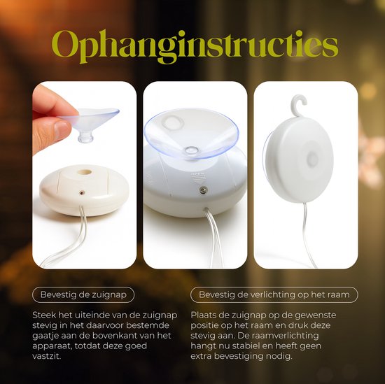 Giftmas Christmas Lights - LED Hanging Decoration - Warm White - Battery-powered - Christmas Decorations For Indoors - Christmas Stars with Suction Cup - Window Decorations