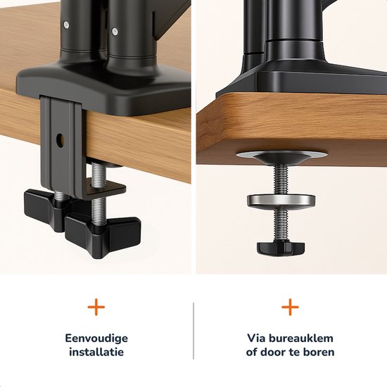 Skoov Bras pour moniteur avec vérin à gaz - Pour 13-32 pouces - 2 écrans - Support - Moniteur - Support - Support - Extra stable - Noir
