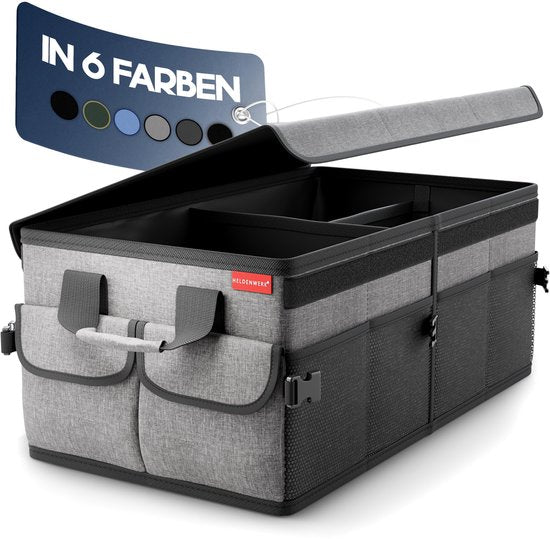 HELDENWERK Organisateur de bottes premium avec couvercle, robuste et antidérapant - Sac à bottes pliable, grand avec double fond - Coffre, boîte d'organisation de bottes