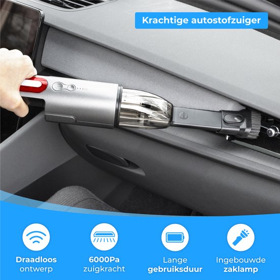 Nuvance - Aspirateur de Voiture - 6000Pa - Aspirateur à Main sans Fil - Rechargeable par USB - Aspirateur de Main - Aspirateur de Voiture - Ramasse-miettes - Ramasse-miettes