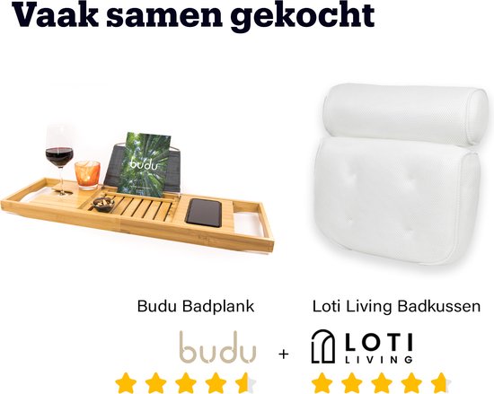Budu Bath Board Bamboo - Planche de bain - Support de bain réglable - Planche de bain en bois - Support de bain - Planche de bain en bois - 70-105 cm