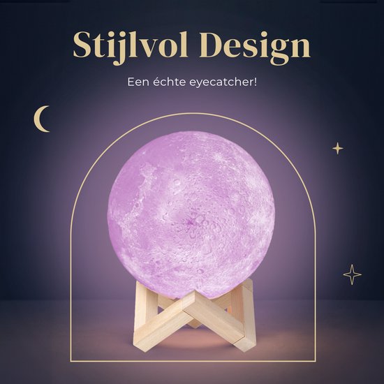 Denver Moon Lamp 3D - Bluetooth Speaker Wireless - Bedroom Table Lamp - Music Sync - Incl. Remote Control - Moon Lamp - LBS150