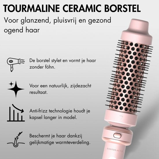 Sansbeauté® 7 en 1 Fer à boucler avec pince et gaufrier - Fer à boucler en céramique - 13mm à 38mm - Fer à gaufrer - Brosse pour sèche-cheveux cheveux courts - Brosse chauffante - Fer à boucler - Brosse thermique - Styler les cheveux - Brosse à boucler 5