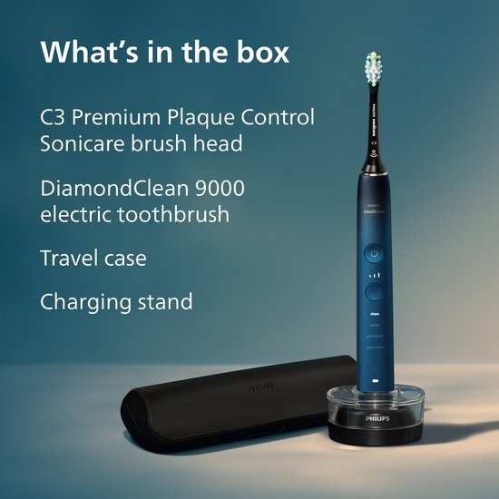 Philips Sonicare DiamondClean - Brosse à dents électrique - Aigue-marine/noir - Étui de voyage - HX9911/88