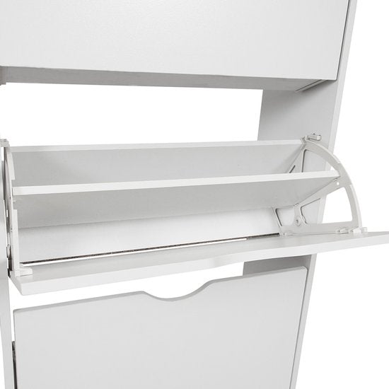 Armoire à chaussures Milton Oldbrook Prato - 3 niveaux - jusqu'à 18 paires de chaussures - 60 x 24 x 119 cm - Blanc