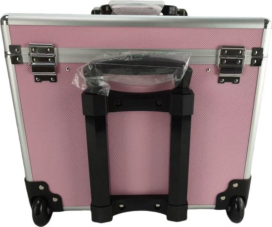 DMV - Valise de coiffeur - Chariot de coiffeur - Valise de coiffeur - Chariot de coiffeur - Valise de maquillage Schmink - Mobile - Portable - Rose