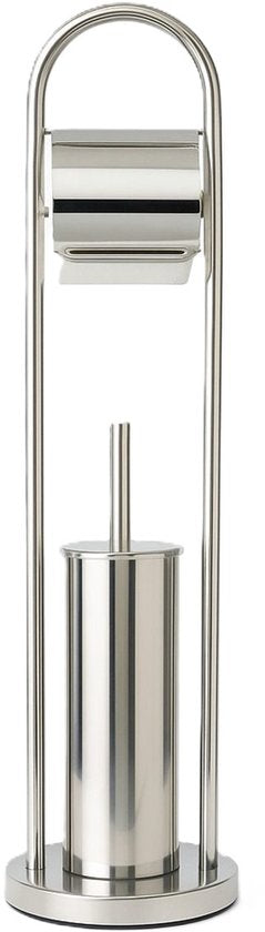 Ceruzo Toiletbutler Freestanding - Stainless steel - Shiny-80 cm - WCRoll Holder + Brush - Luxury Bathroom Accessory