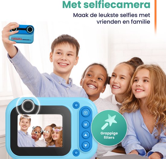 ODESSEY Caméra étanche pour enfants - avec trépied - Full HD - Caméra selfie - Carte SD 32 Go - Photo - Vidéo - Jeux - Caméra numérique pour enfants - Caméra photo pour enfants - Bleu