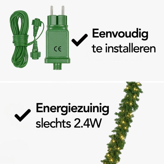 Nordlandia guirlande lumineuse - Minuterie - Décoration de Noël - 270 cm - Guirlande de Noël - Décoration de Noël - 35 LED - Prise de courant