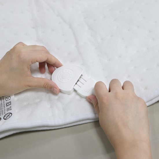 STAUS&BACH Sous-couverture électrique avec chaleur des pieds 190x90 cm - Simple - 6 niveaux de chaleur - Zone séparée pour les pieds - Anti-allergique - Anti-bactérien - Couverture chauffante - Chaleur extra rapide - Lavable - Polaire - DualZone - Blanc