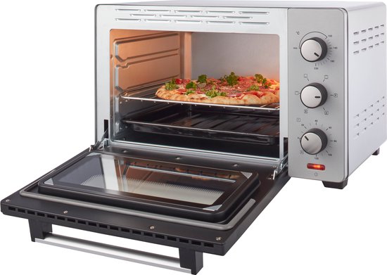 Tomado TEO3000S - Four posable - 30 litres - 1600 watts - Air chaud - 3 niveaux d'encastrement - Argent