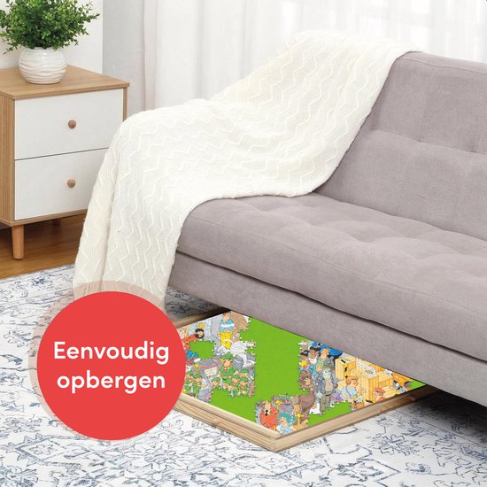 Diydash - Plateau de puzzle et plaque de puzzle réglables - Pour 1000 pièces - Avec plaque d'écran - Design ergonomique - Bois brun