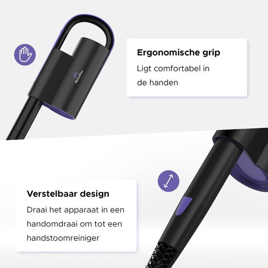 Motionflow 16-in-1 Nettoyeur vapeur - Nettoyeur de taches - Nettoyeur vapeur à main pour le nettoyage en profondeur du sol, du canapé, de la salle de bain et du tapis - Balai vapeur - Nettoyeur de tapis - Nettoyeur vapeur noir