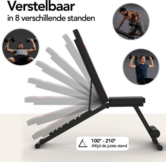 Brixy Fitness Halter Bench - Banc d'exercice - Jusqu'à 300KG - Banc de musculation - Banc d'exercice - Réglable - Pliable - Noir