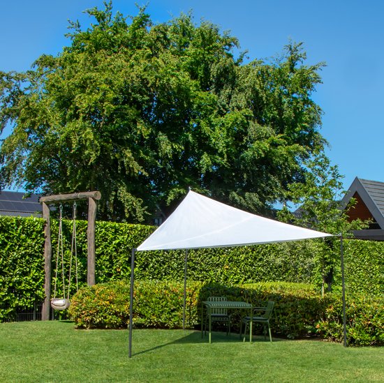 VONROC Premium Toile d'ombrage - Triangle - ∆ 360 cm - Hydrofuge - Blanc - Sac de rangement et cordon de fixation inclus