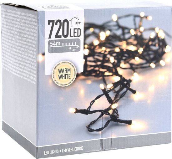 54 mètres de lumières LED / cordon LED avec 720 LED blanc/chaud pour l'intérieur et l'extérieur