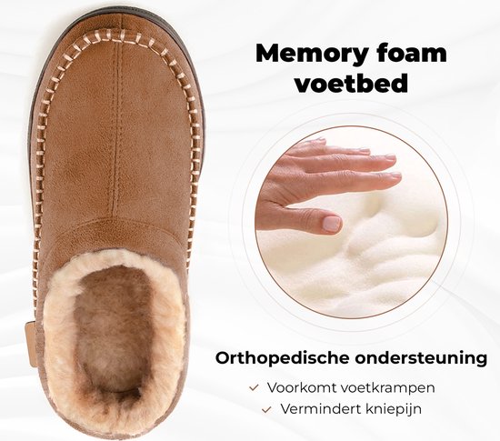 Chaussons Homme - Chaussons - Mocassins - Marron - Antidérapant - Taille 44/45 - Comfeet