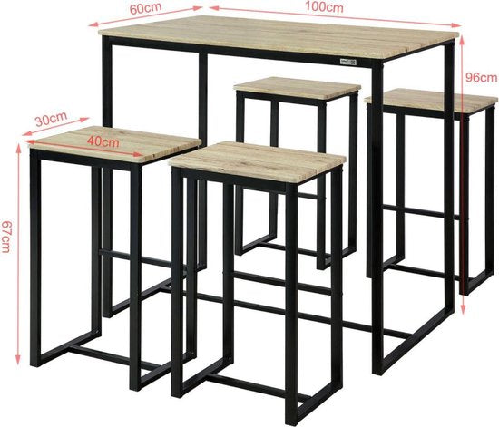 Table de bar haute avec 4 tabourets | Design industriel moderne pour un intérieur stylé | 2020