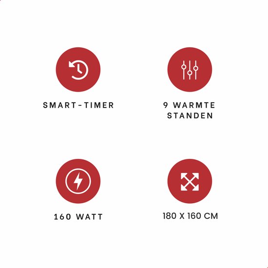 DistinQ Couverture électrique XXL 180x160 cm - Couverture enveloppante pour 2 personnes - 160Watt - Arrêt automatique - Protection contre la surchauffe - 9 niveaux - Couverture chauffante - Beige Efficace sur le plan énergétique -