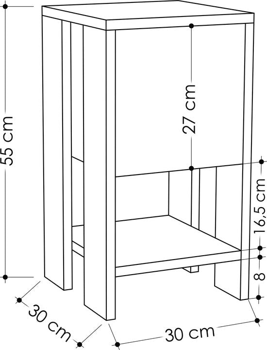 Table de chevet - Anthracite élégant - 30x55x30cm - Mélamine durable