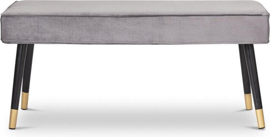 LIFA LIVING Banc de salle Barcelone - Gris et or - Moderne - Velours et bois - 101 x 42 x 45 cm