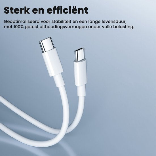 Chargeur USB C - 40W - avec 2x câble USB C vers USB C - Chargeur rapide - 2 ports de charge - Blanc - par Faas