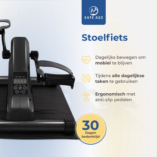 Safelife vélo fauteuil avec assistance électrique - vélo de bureau - pour les bras et les jambes - vélo fauteuil entraîneur de mouvement - pour personnes âgées ou en rééducation - vélo d'entraînement - noir