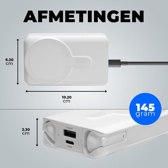 Denver Powerbank avec écouteurs sans fil - 2-en-1 - 5 000 mAh - écouteurs Bluetooth sans fil - Convient pour iPhone et Samsung, entre autres - PWE5001W