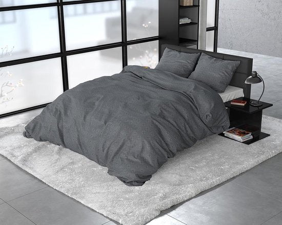 Sleeptime Flannel Jason - Housse de couette - Single - 140x200/220 + 1 taie d'oreiller 60x70 - Anthracite