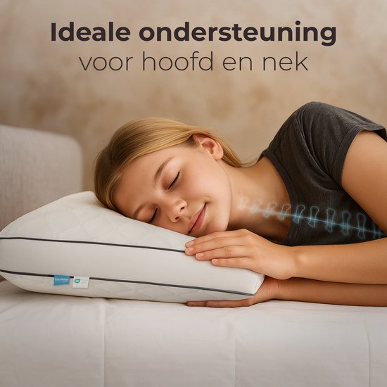 CozySense® Oreiller pour enfant - Oreiller pour enfant - Oreiller pour tout-petit - Ergonomique et ajustable - 100% coton - Hypoallergénique - OEKO-TEX® - 40x55cm - 2-12 ans