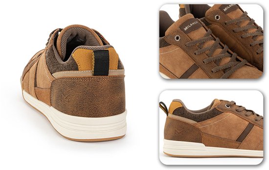 Milanoro - Baskets confortables pour homme - Cognac - Taille 42