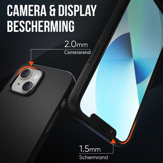 Etui pour téléphone noir adapté à l'Iphone 13 Etui avec protection d'écran en verre protecteur