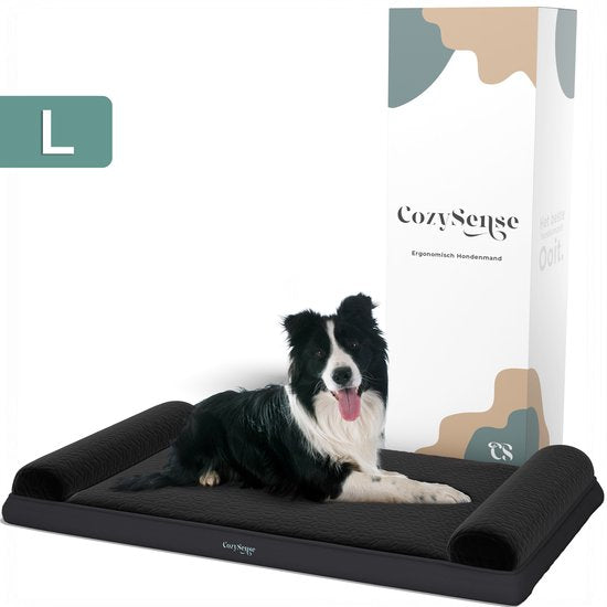 CozySense® Coussin orthopédique pour chien - 90 X 55 cm - Taille L - Imperméable - Convient comme coussin de banc et lit pour chien - Housse lavable - Noir