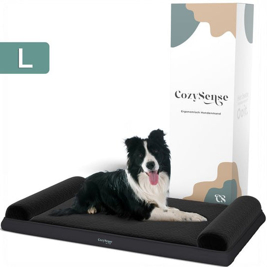 CozySense® Coussin orthopédique pour chien - 90 X 55 cm - Taille L - Imperméable - Convient comme coussin de banc et lit pour chien - Housse lavable - Noir