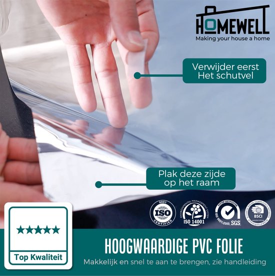 Homewell Film isolant HR+ pour fenêtres 70x300cm - Film solaire statique avec effet miroir - Argent (incl. Rakel)