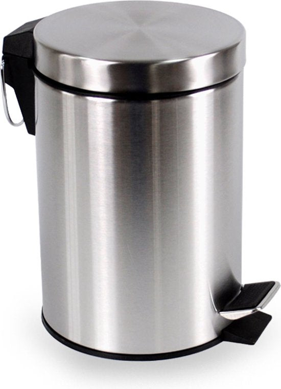 BRASQ Poubelle à pédale 12 litres - acier inoxydable - PB112 - Poubelle à pédale amovible - Poubelle - Corbeille à papier - Poubelle - Salle de bains ou toilettes