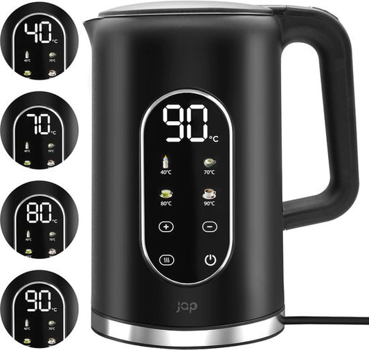 JAP Appliances Aquanova - Bouilloire (1,7 litre) avec contrôle de la température - Fonction maintien au chaud - 40°C pour les aliments pour bébés - Noir