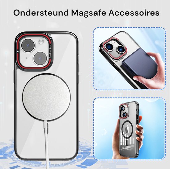 Coque adaptée à l'iPhone 14 Coque - Avec 2 protections d'écran - Coque MagSafe - Avec support