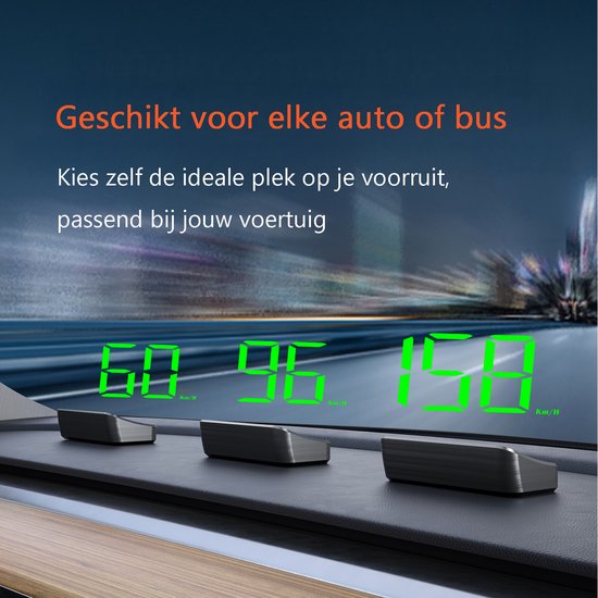 Tech Essentials Automatic - GPS Speedometer Car HUD - USB-C - Green - Head Up Displays - Plug and Play
