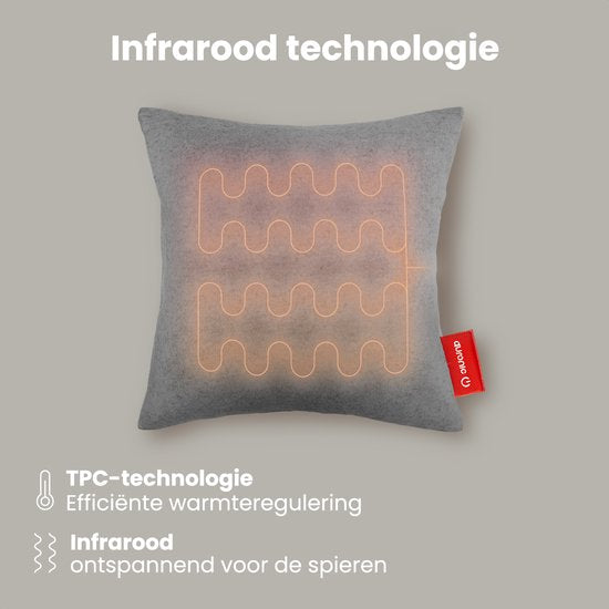 Auronic Heat Pillow - Classic - 45x45 - rechargeable sans fil - oreiller électrique - infrarouge - gris