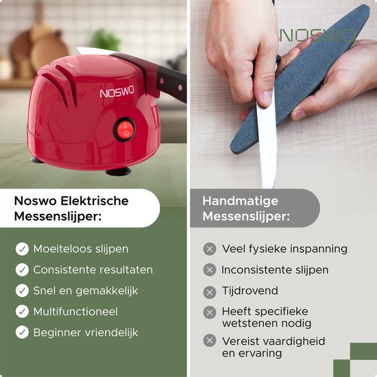 Noswo Aiguisoir électrique pour couteaux - Multifonctionnel - Convient aux couteaux, tournevis et ciseaux - Antidérapant - Rouge