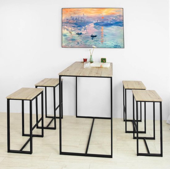 Table de bar haute avec 4 tabourets | Design industriel moderne pour un intérieur stylé | 2020