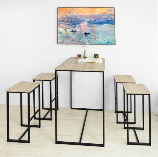 Table de bar haute avec 4 tabourets | Design industriel moderne pour un intérieur stylé | 2020