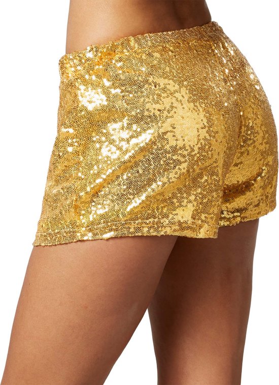 Dressforfun Short à paillettes doré XL - costume de déguisement pour halloween, carnaval, carnaval - 303889