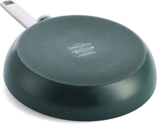 GreenPan Evolution Pine Green ceramic induction pan set 3 pieces - Sans PFAS - Poêle à induction - Poêle wok à induction 28cm - Va au lave-vaisselle - Va au four jusqu'à 200°C - Aluminium recyclé - Poignée en acier inoxydable - Vert