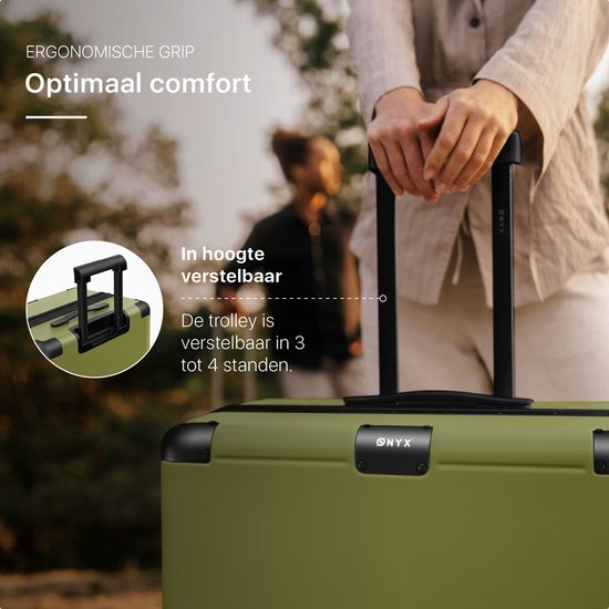 ONYX Hybrid Pro Hand Luggage Suitcase 35 Litres - Polycarbonate recyclé et design sans fermeture éclair - Valise de voyage avec serrure TSA et roues pivotantes - Trolley léger - Vert olive
