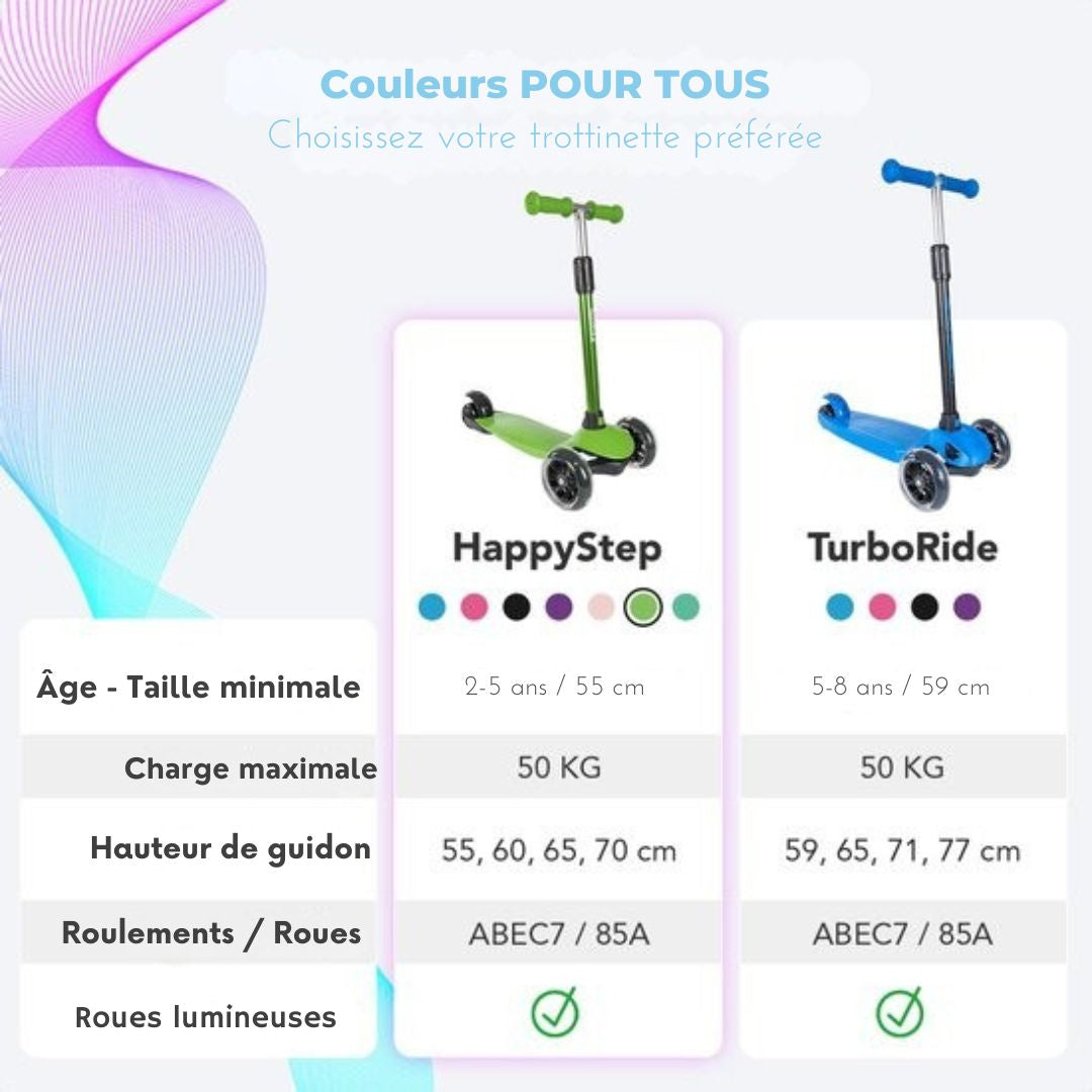 Trottinette pour enfants LifeGoods - 2-5 ans - 3 roues LED lumineuses - Hauteur réglable - Garçons/Filles - Vert