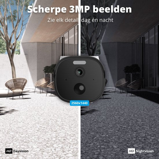 FlinQ Smart Security Camera Sentinel - USB & Solar Rechargeable - Caméra extérieure avec panneau solaire - Caméra de sécurité extérieure - 2K HD - Vision nocturne