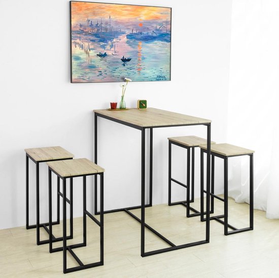 Table de bar haute avec 4 tabourets | Design industriel moderne pour un intérieur stylé | 2020