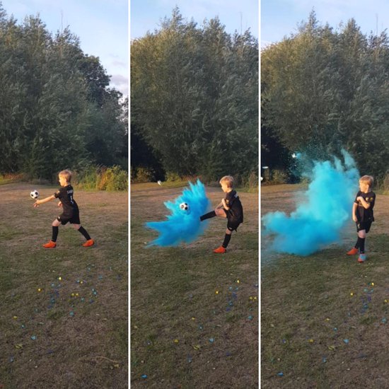 Partizzle Football de révélation du sexe - Avec poudre rose et bleue - Décorations pour la fête de bébé - Fête de garçon ou de fille - Bombe fumigène et pistolet fumigène alternatifs - Plastique